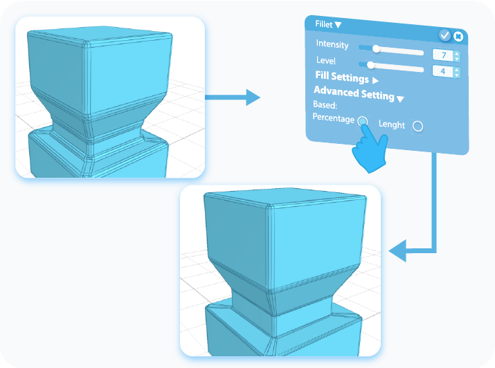 Customize the Based Advanced Setting for the Fillet tool